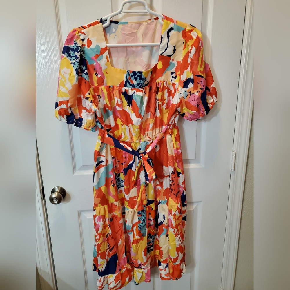 Colorful Abstract Print Women's Dress